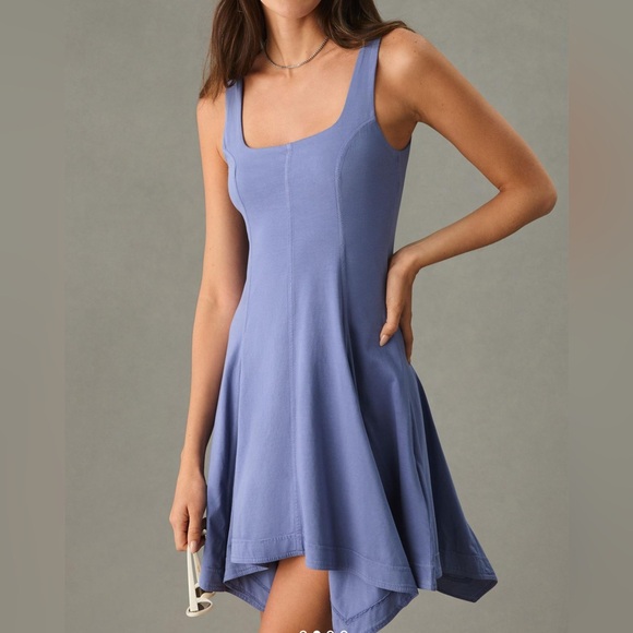 Daily Practice by Anthropologie Handkerchief-Hem Mini Dress in Wedgewood Blue - Picture 8 of 8